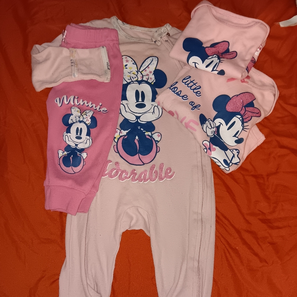 Pink Minnie Mouse Footies & Outfit Set